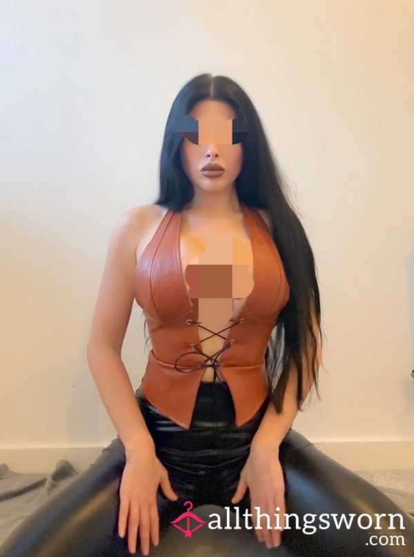 Showing Off Leather Leggings With Face 3.25 Mins