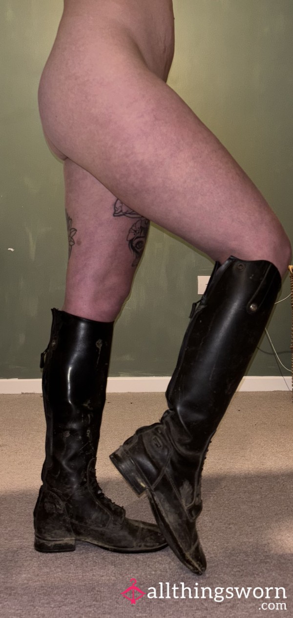 Very Dirty And Very Well Worn Riding Boots.