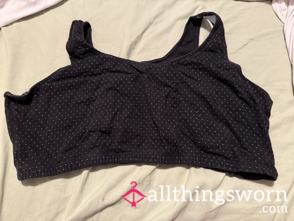 Very Old Black And White Polka Dot Cotton Sports Bra