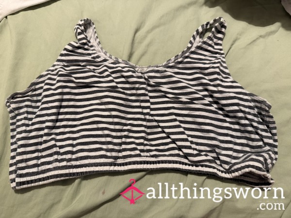 Very Old Black And White Striped Cotton Sports Bra