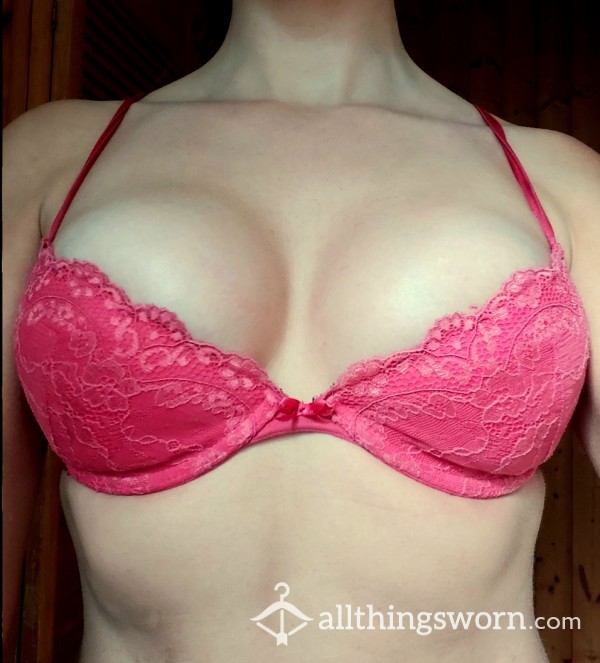 ***SOLD*** Very Old Lacey Pink Virginal Padded Bra 34B