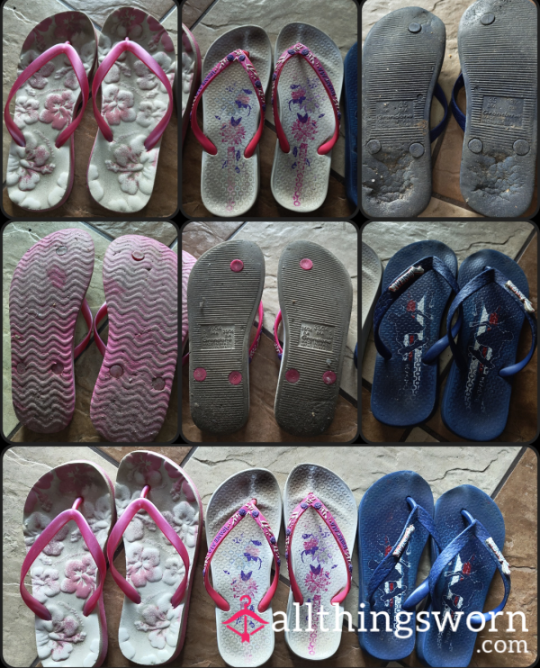 Old, Well-worn IPANEMA Student Outside Flip Flops 🤢 Save These Brazil Babies From The Trash, Heavily Imprinted From My Feet 🐾 Various Sizes And International Shipping