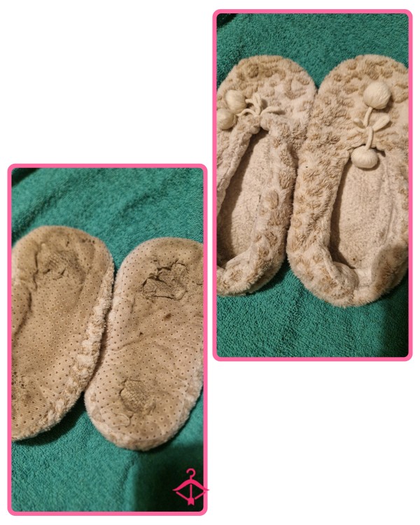 Very Well Loved Worn Out Stinky Footsie Slippers