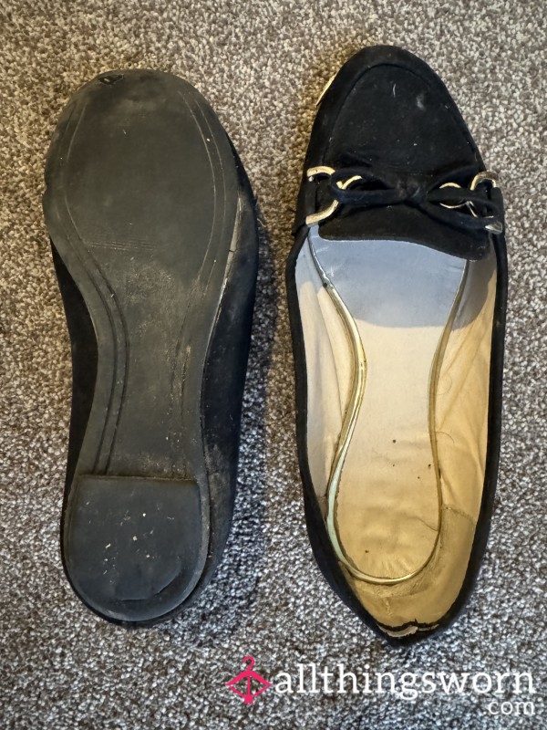 VERY Well-worn Black Flat Shoes