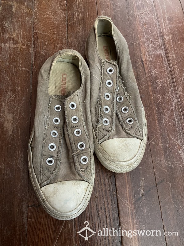 VERY Well Worn Converse Slip Ons