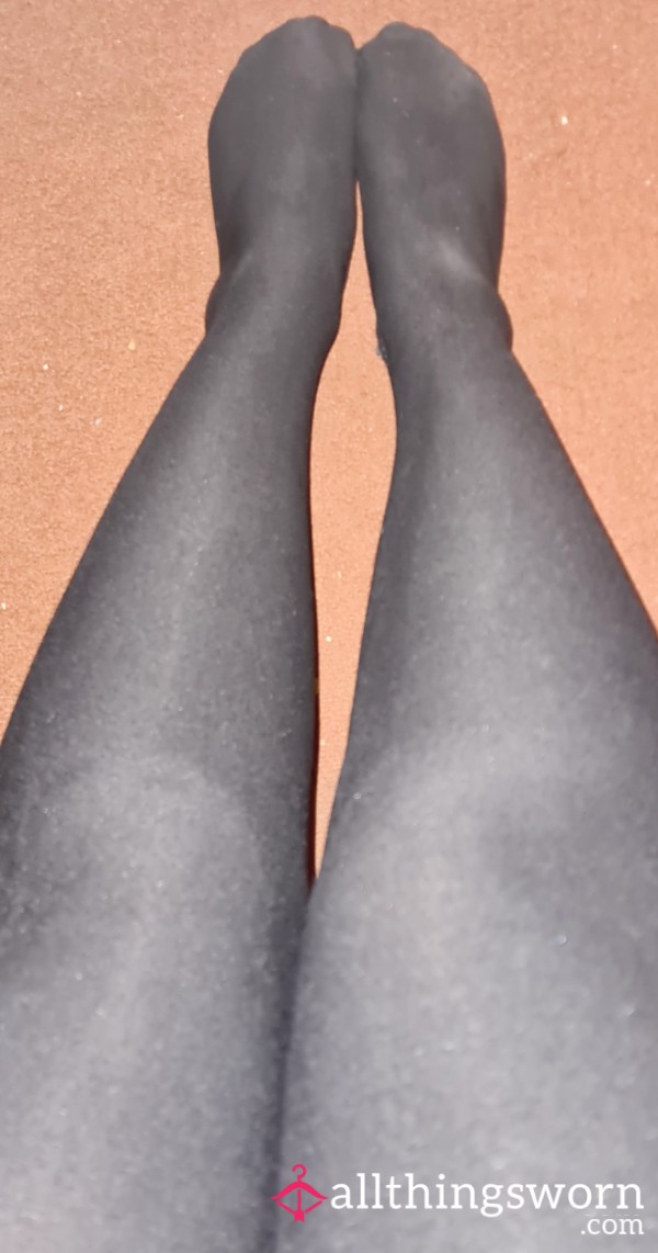 Very Well Worn Glossy Black Tights