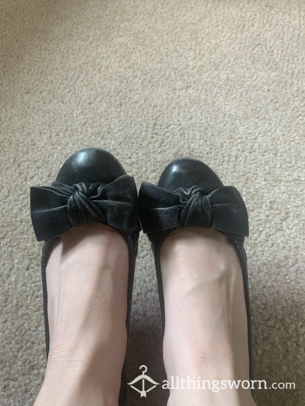 Very Well-worn Pair Of Black Flats