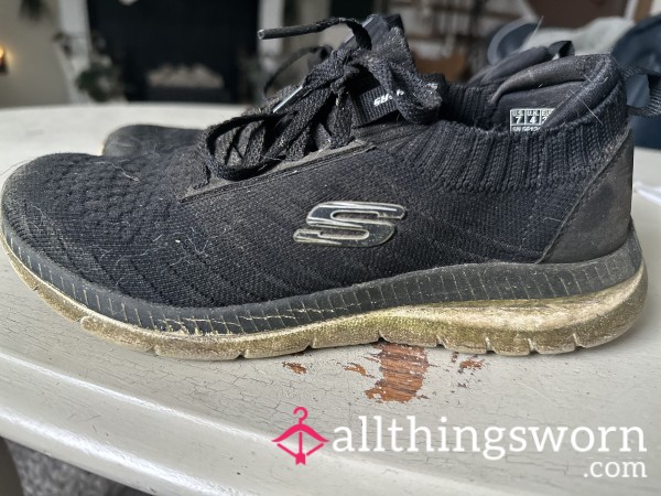 VERY Well Worn Sketchers Sneakers, Black