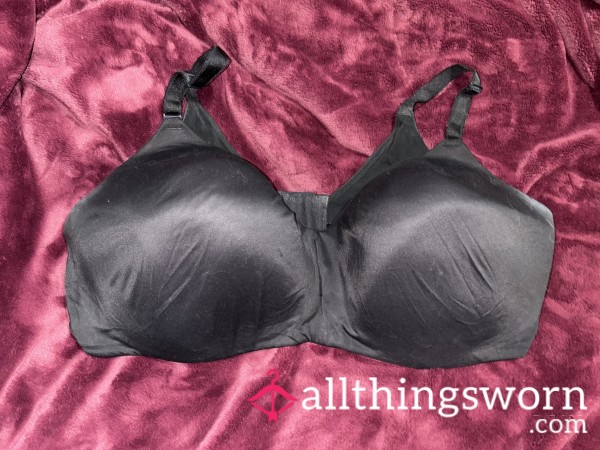 ~VERY WORN BLACK 46F WIRE FREE MICROFIBER BRA~