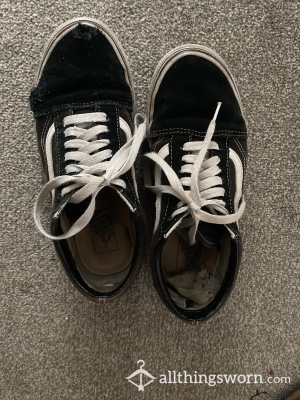 Very Worn Black And White Vans