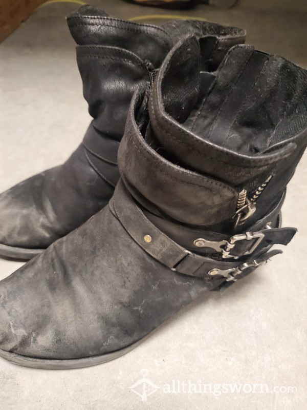 Very Worn Black Boots