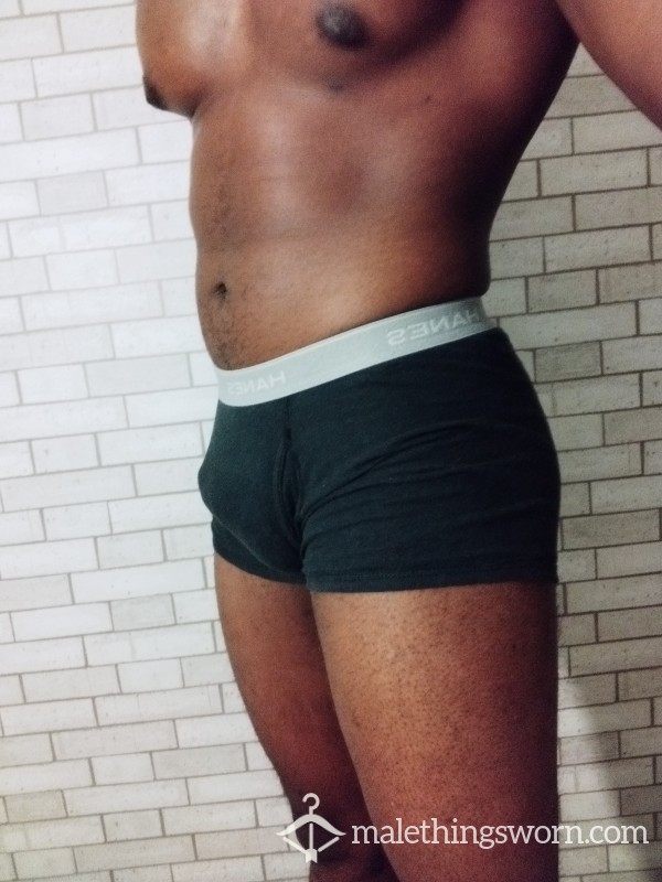 Very Worn Black Hanes Briefs (gray Top)