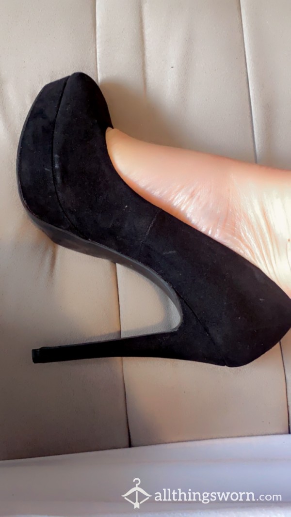 Very Worn Black High Heels