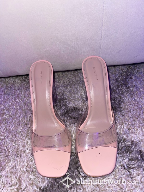 VERY WORN 👣 CLEAR MULE HEELS