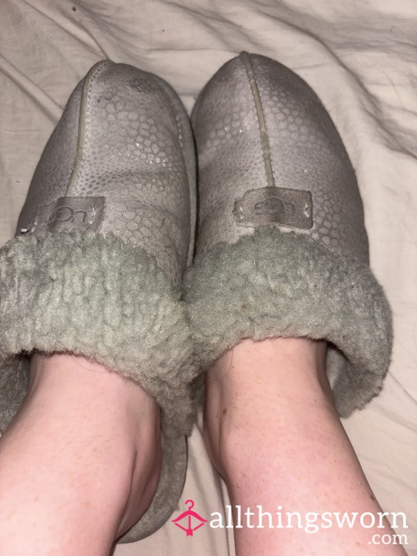 Very Worn Grey Ugg Slippers