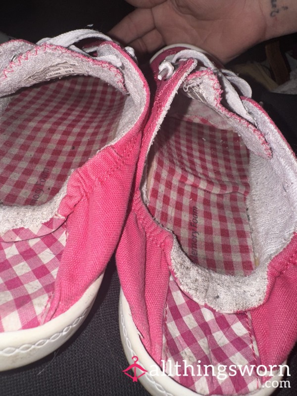 Very Worn Hot Pink Sneakers…