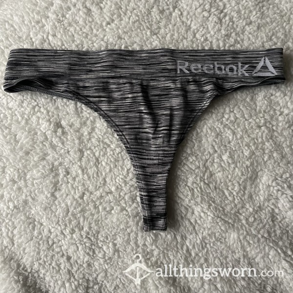 VERY WORN Reebok Sport Thong Black White And Grey *48 HR WEAR*