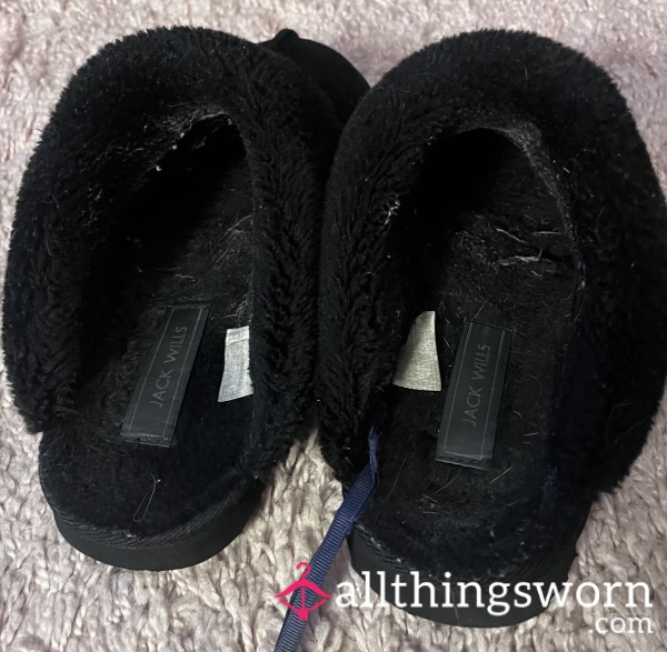 🖤 Very Worn & Stinky Jack Wills Slippers ♡ Fluffy ♡ Includes 3 Minute Video & Photo-Set