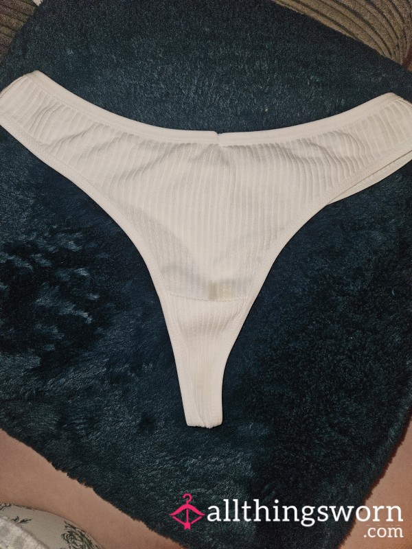 Very Worn White Thong