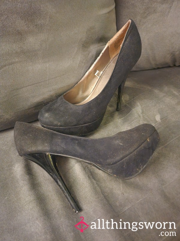 Very Worn Black Platform Stiletto Heels Size 10