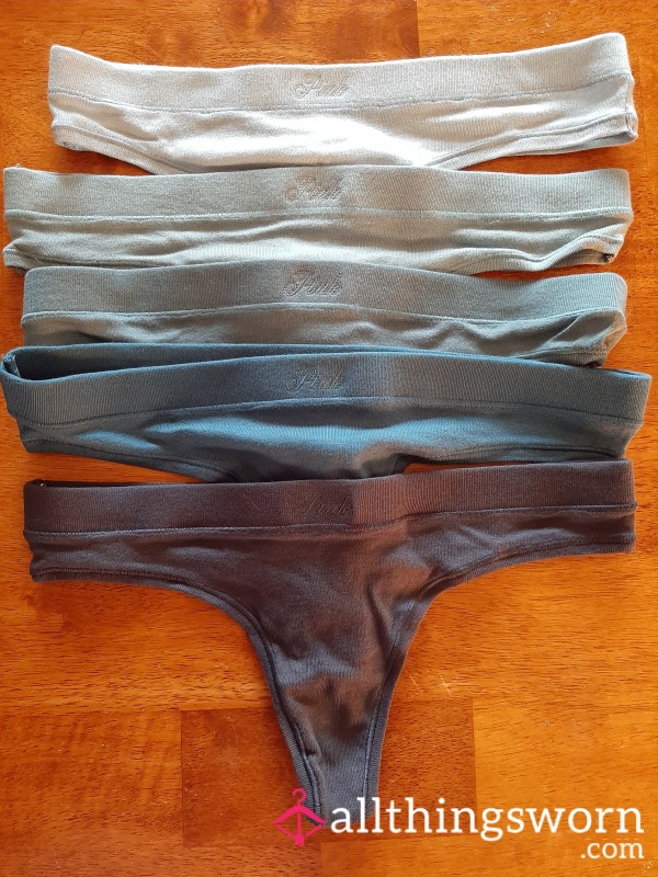 Victoria Secret "Pink" Thongs In Various Shades Of Blue