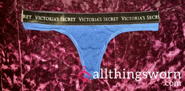 Victoria Secrets Blue Thong Velvet Waistband