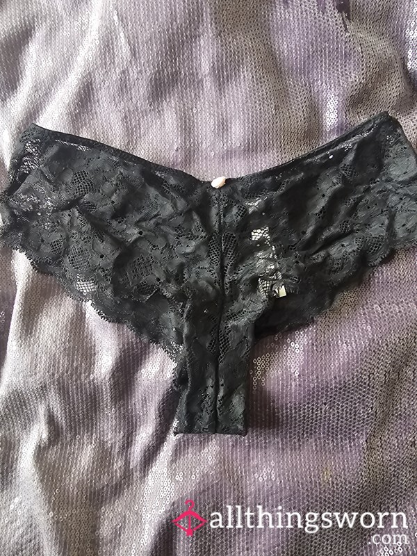 Victoria Secrets Well Worn Black Lacey Panties