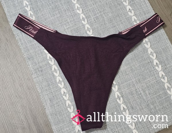 Victoria's Secret Banded Maroon Thongs