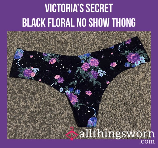 Victoria’s Secret Black Flor*l No Show Thong🪻