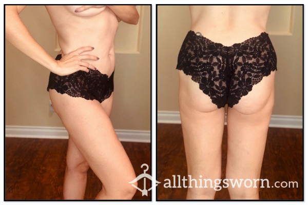 Victoria's Secret Erotic Black Lace Boy Short Panties