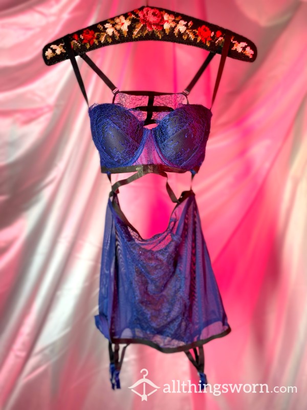 Victoria’s Secret S**iest Ever Lace Garterslip - Blue And Black