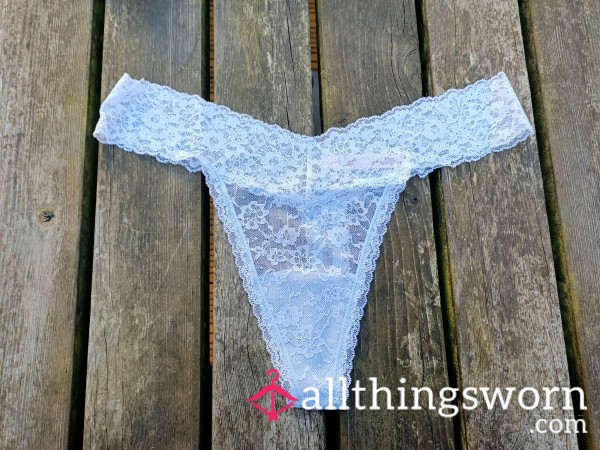 Victoria's Secret Lace Thong In Baby Blue