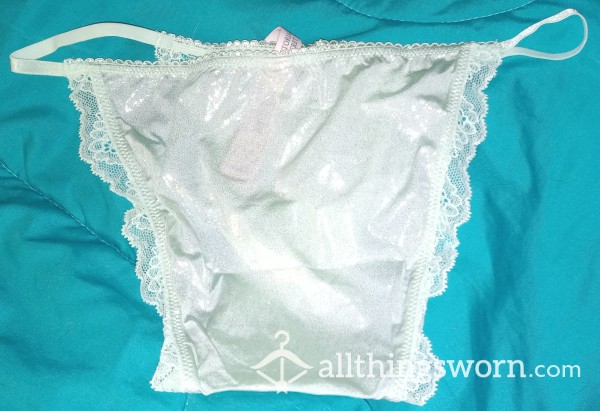 ***SOLD **Victoria's Secret Mint Green Shimmer String Bikini Panties, Size S.