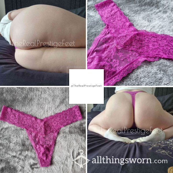 Victoria's Secret Purple Lace Thong | Size L | 2 Days Wear | Includes Pics & Premade Video | See Listing Photos For More Info - From £22.00 + P&P