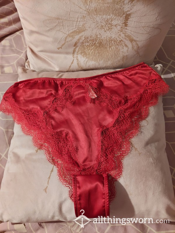 Victoria's Secret Red Satin & Lace Full Backs ♥