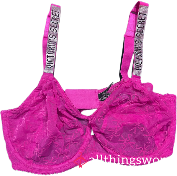 Victoria’s Secret Sheer Pink Bra With Rhinestone Straps