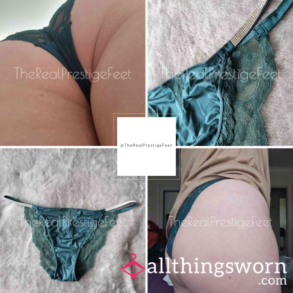 Victoria's Secret Shine Strap Green Silky Feel & Lace Knickers | Size XL | 2 Days Wear | Includes Pics & Premade Video | See Listing Photos For More Info - From £30.00 + P&P