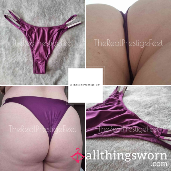 Victoria's Secret Shine Strap Purple Silky Feel Knickers | Size L | 2 Days Wear | Includes Pics & Premade Video | See Listing Photos For More Info - From £30.00 + P&P