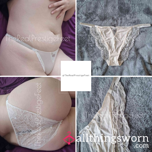 Victoria's Secret Shine Strap White Silky Knickers | Size XL | 2 Days Wear | Includes Photos & Premade Video | See Listing Photos For More Info - From £30.00 + P&P