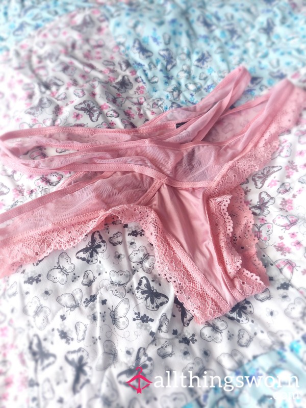 Victoria's Secret Split Lacey Pink S**y Cheeky Panties