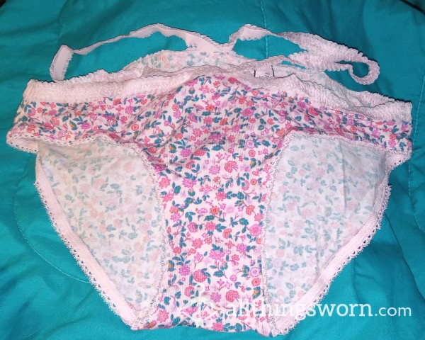 Victoria's Secret Stretch Cotton Strappy Bikini.  Pink With Flowers, Size Small.