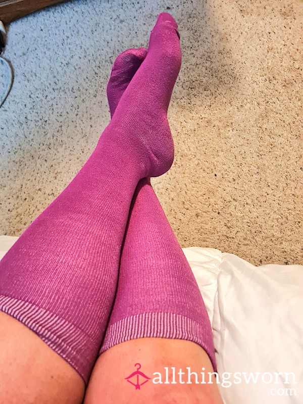 Violet Vibes: Worn Purple Knee Socks