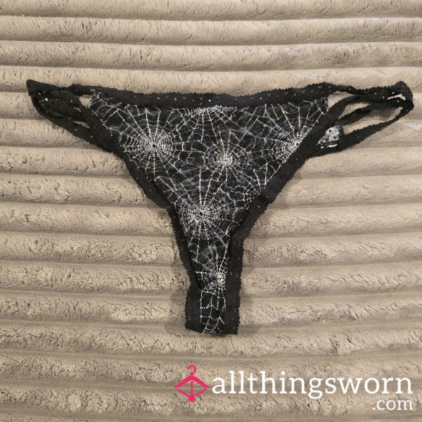 VS Black Spider Web Lacey Thong