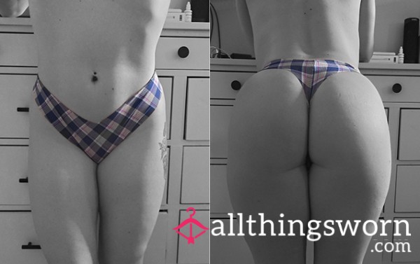 VS Blue Plaid Seamless Thong