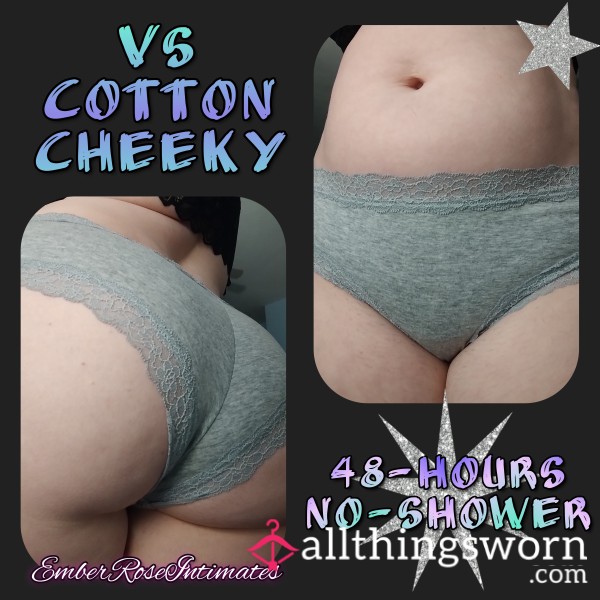 VS Gray Cotton Cheeky W/ Lace Trim