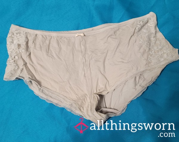 VS Grey Satin With Lace Sides Shortie Panties XL – Well Loved – Cotton Gusset – US Shipping Included