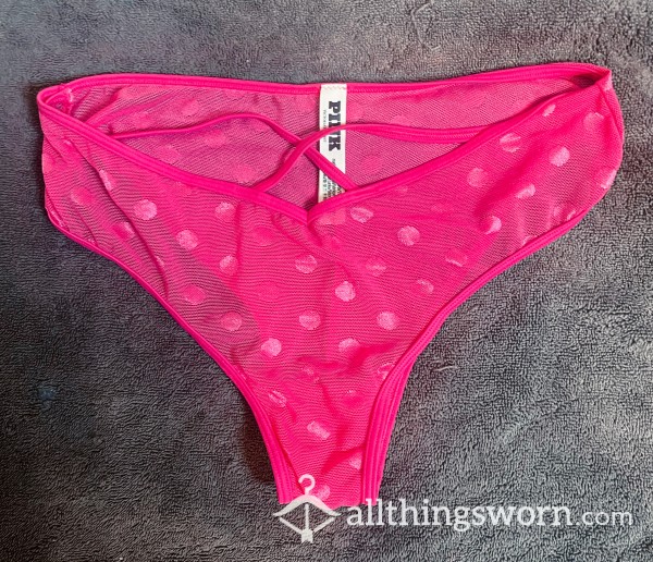 VS Hot Pink Polka Dot Mesh Panties