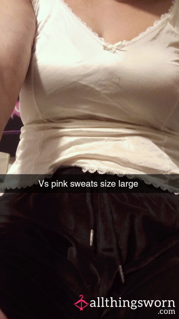 Vs Pink Black Velvet Sweats