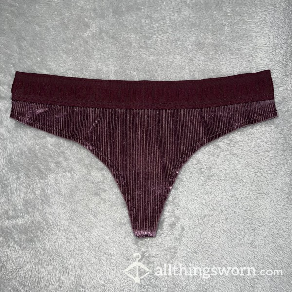 VS PINK Burgundy Velvet Thong