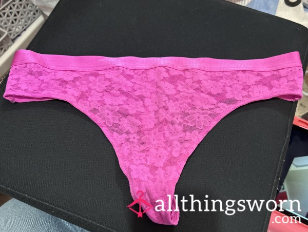 VS Pink Flower Lace Thong